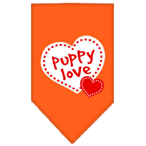 Puppy Love Screen Print Bandana Orange Large